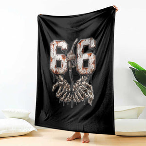 Route Highway 666 Gas Pump Skeleton Hands Throw Blanket Spooky Halloween Road Trip