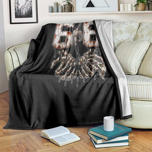 Route Highway 666 Gas Pump Skeleton Hands Throw Blanket Spooky Halloween Road Trip