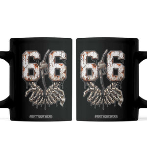 Route Highway 666 Gas Pump Skeleton Hands Coffee Mug Spooky Halloween Road Trip