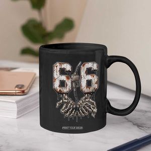 Route Highway 666 Gas Pump Skeleton Hands Coffee Mug Spooky Halloween Road Trip