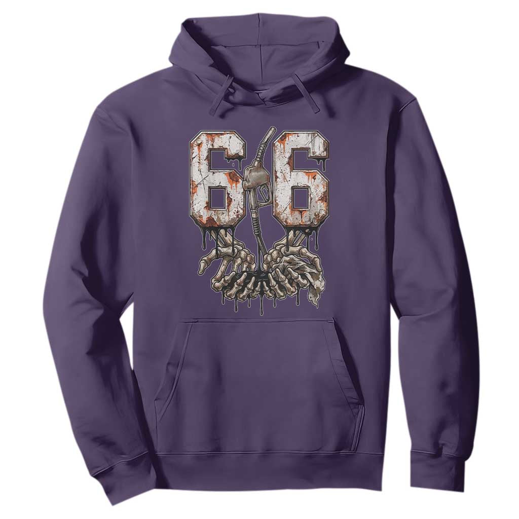 Route Highway 666 Gas Pump Skeleton Hands Hoodie Spooky Halloween Road Trip