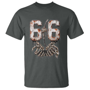 Route Highway 666 Gas Pump Skeleton Hands T Shirt Spooky Halloween Road Trip