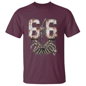 Route Highway 666 Gas Pump Skeleton Hands T Shirt Spooky Halloween Road Trip