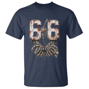 Route Highway 666 Gas Pump Skeleton Hands T Shirt Spooky Halloween Road Trip