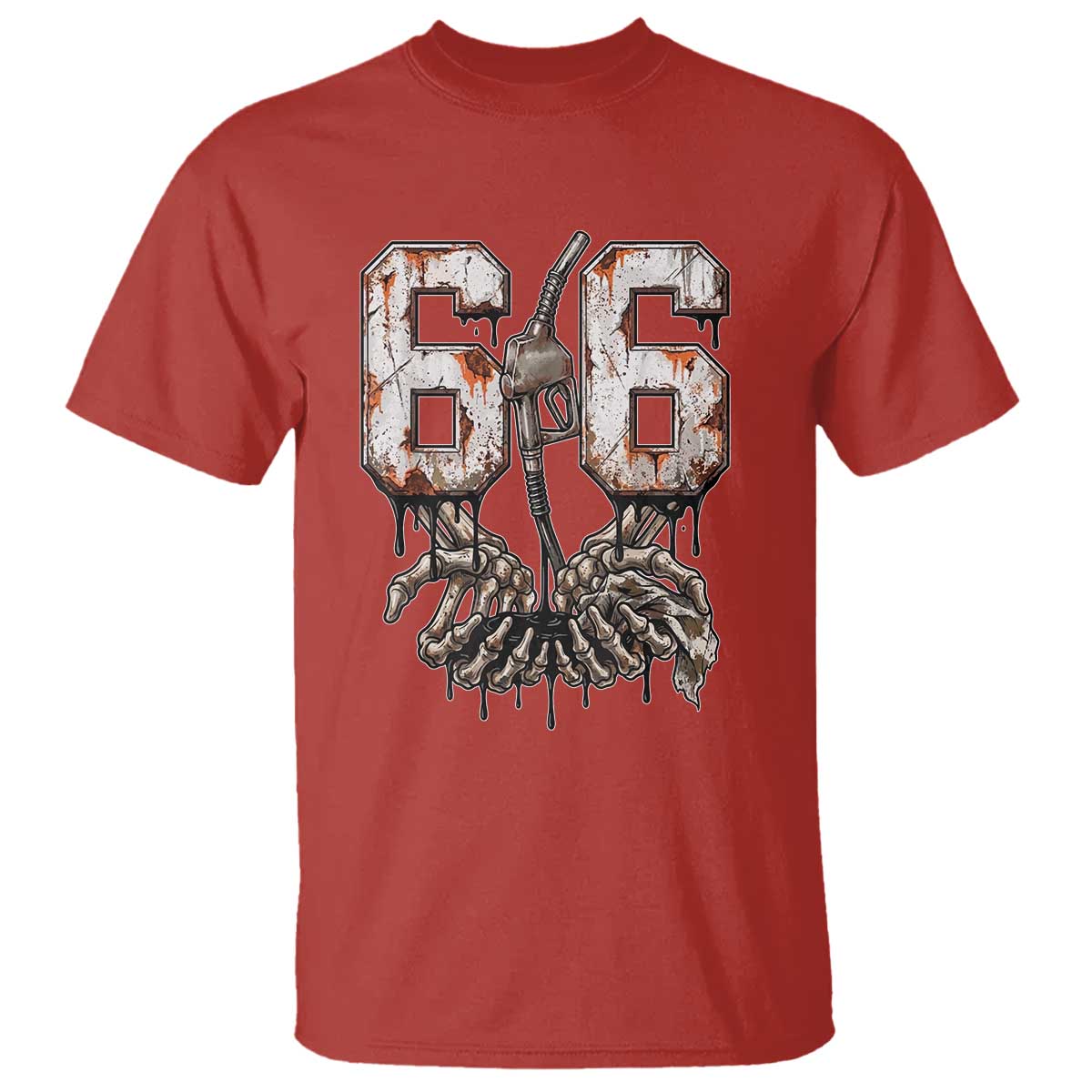 Route Highway 666 Gas Pump Skeleton Hands T Shirt Spooky Halloween Road Trip