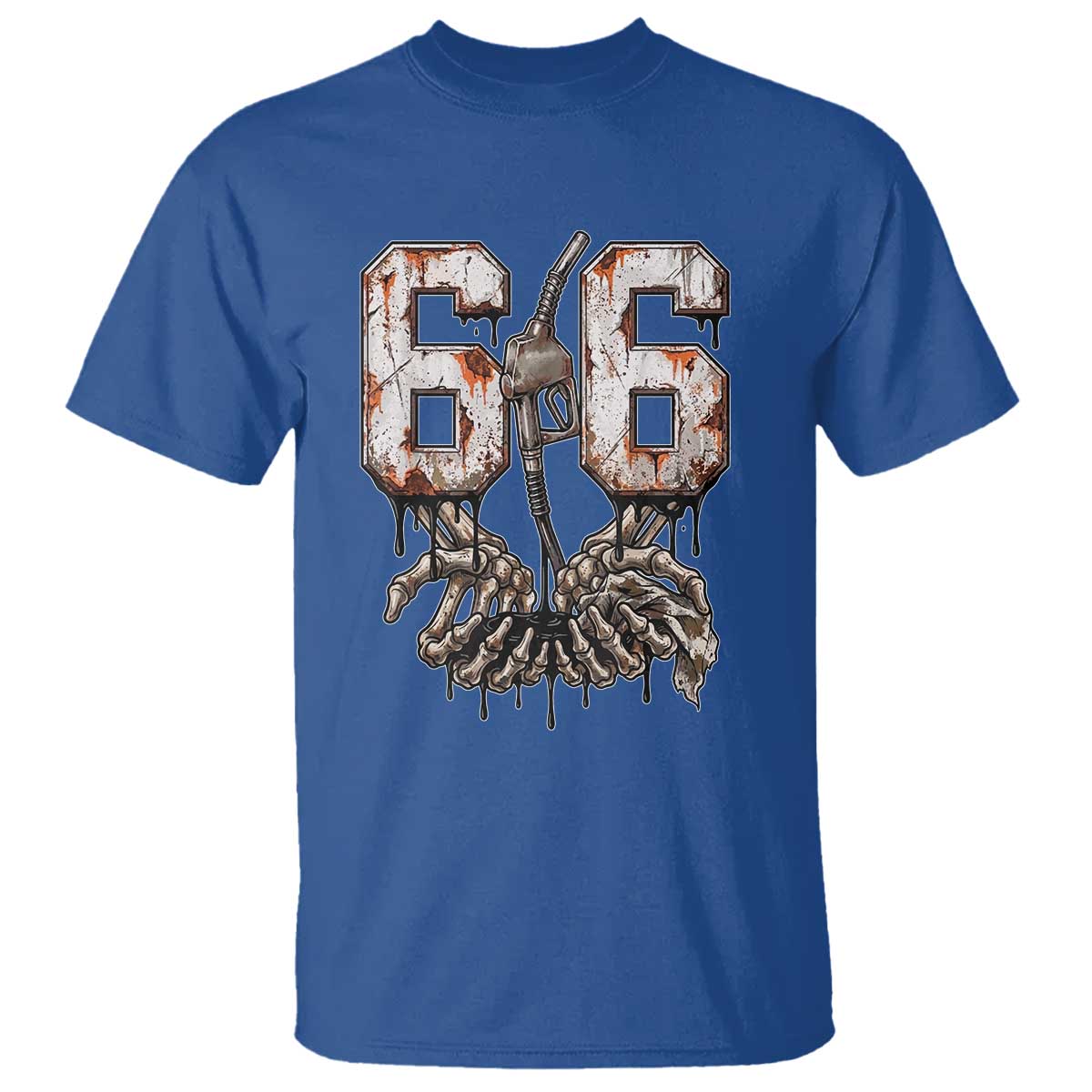 Route Highway 666 Gas Pump Skeleton Hands T Shirt Spooky Halloween Road Trip