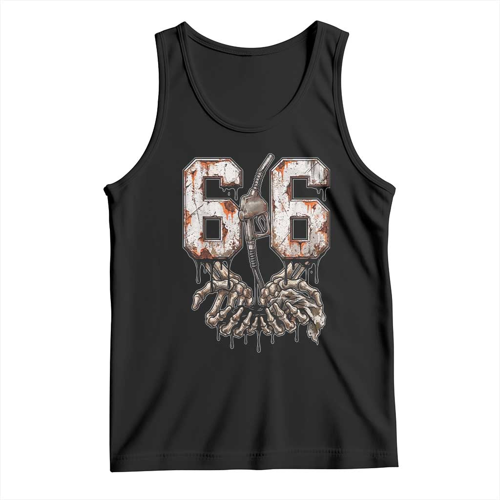 Route Highway 666 Gas Pump Skeleton Hands Tank Top Spooky Halloween Road Trip