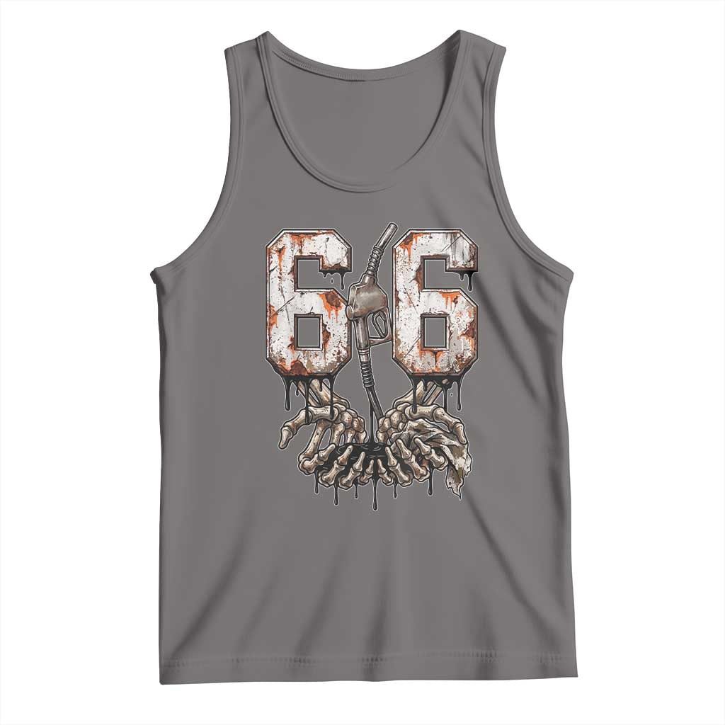Route Highway 666 Gas Pump Skeleton Hands Tank Top Spooky Halloween Road Trip