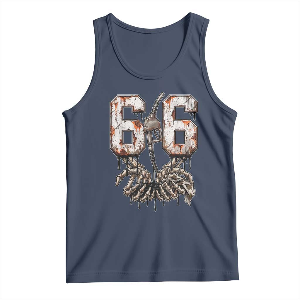 Route Highway 666 Gas Pump Skeleton Hands Tank Top Spooky Halloween Road Trip