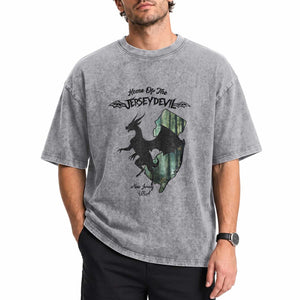 Home Of The Jersey Devil Washed Cotton T-Shirt Cryptid Gift
