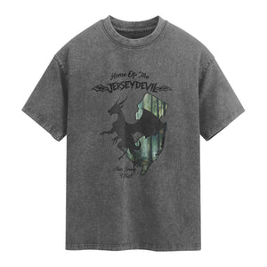 Home Of The Jersey Devil Washed Cotton T-Shirt Cryptid Gift