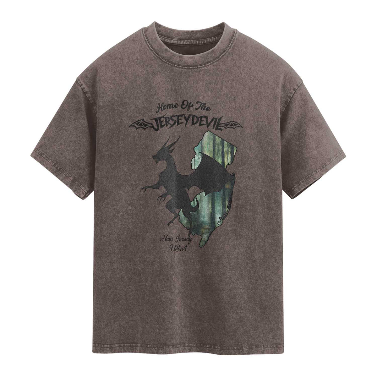 Home Of The Jersey Devil Washed Cotton T-Shirt Cryptid Gift