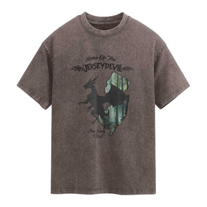 Home Of The Jersey Devil Washed Cotton T-Shirt Cryptid Gift