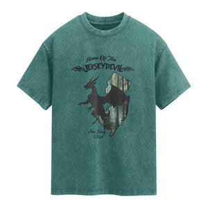 Home Of The Jersey Devil Washed Cotton T-Shirt Cryptid Gift