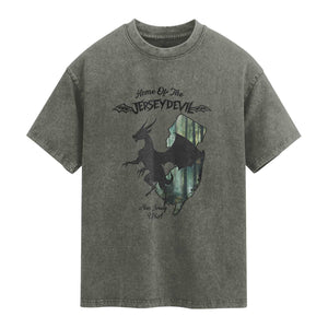 Home Of The Jersey Devil Washed Cotton T-Shirt Cryptid Gift