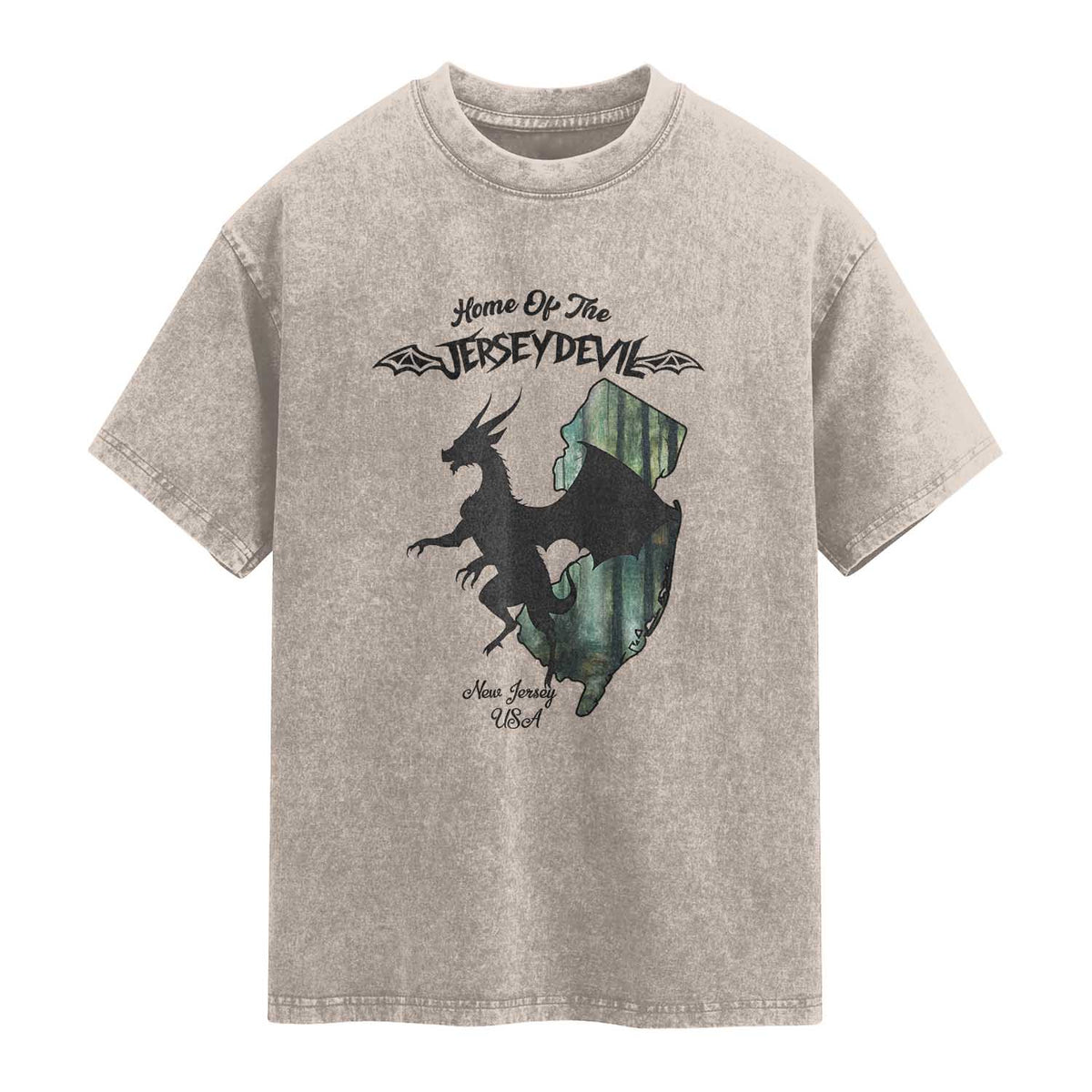 Home Of The Jersey Devil Washed Cotton T-Shirt Cryptid Gift