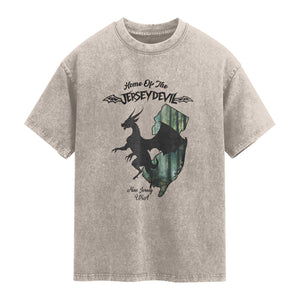 Home Of The Jersey Devil Washed Cotton T-Shirt Cryptid Gift