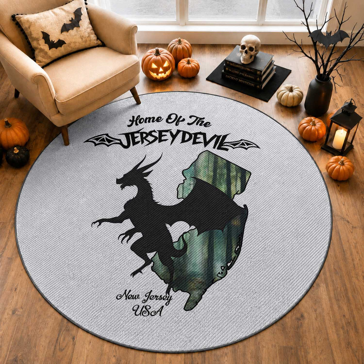 Home Of The Jersey Devil Round Rug Cryptid Gift