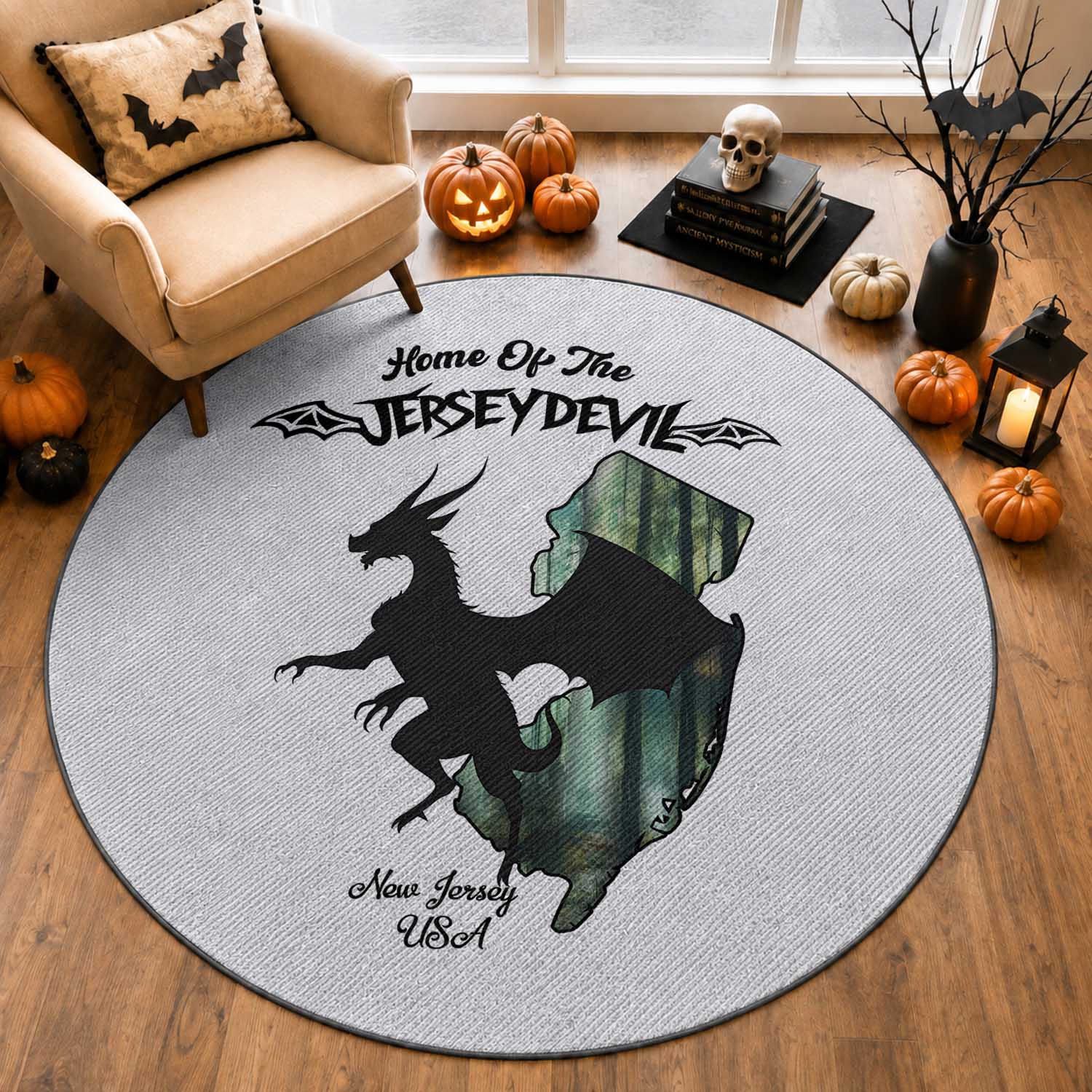 Home Of The Jersey Devil Round Rug Cryptid Gift