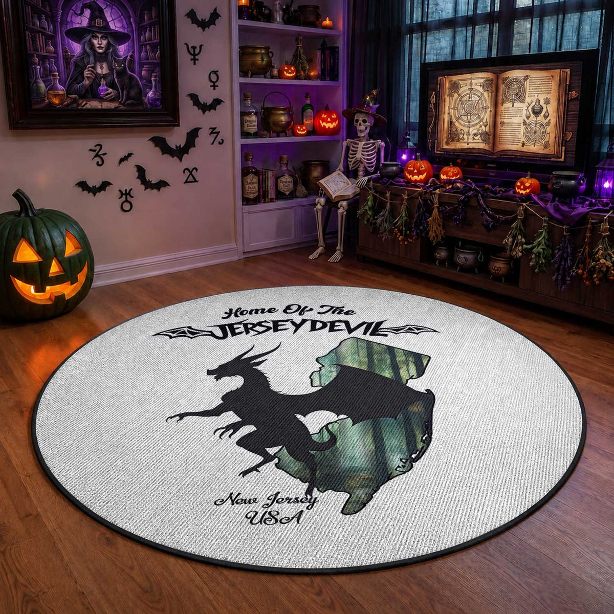 Home Of The Jersey Devil Round Rug Cryptid Gift