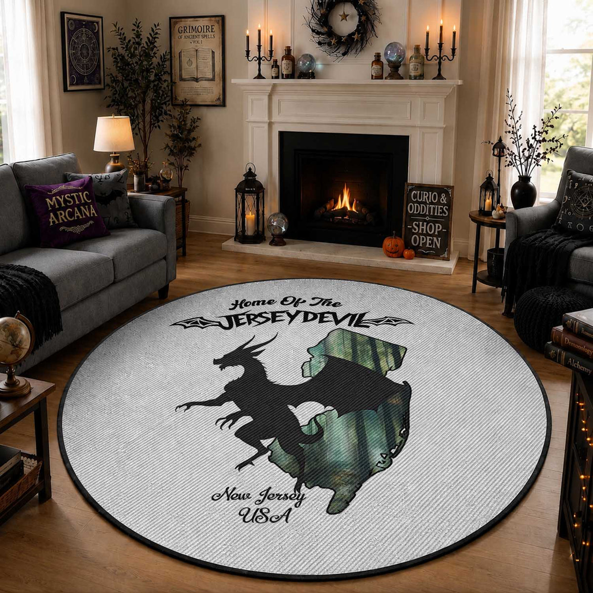 Home Of The Jersey Devil Round Rug Cryptid Gift