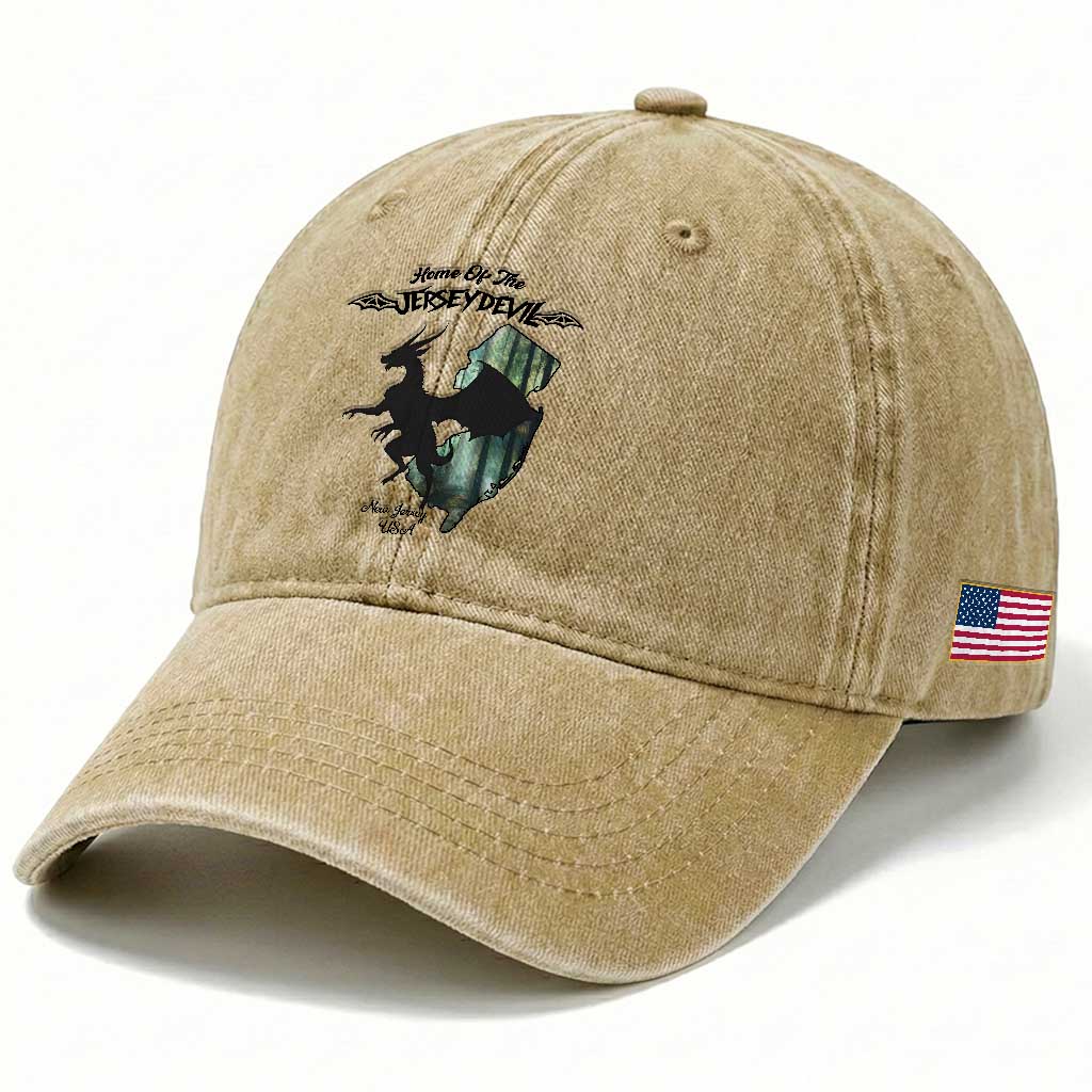Home Of The Jersey Devil Washed Cotton Baseball Cap Cryptid Gift TS12 Print Your Wear