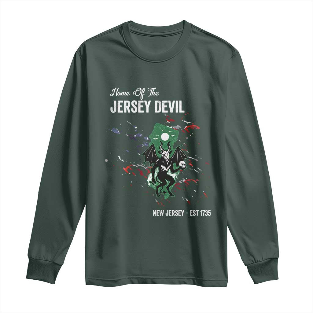Jersey Devil Long Sleeve Shirt Home Of New Jersey Est 1735 Cryptid Gift TS12 Dark Forest Green Print Your Wear
