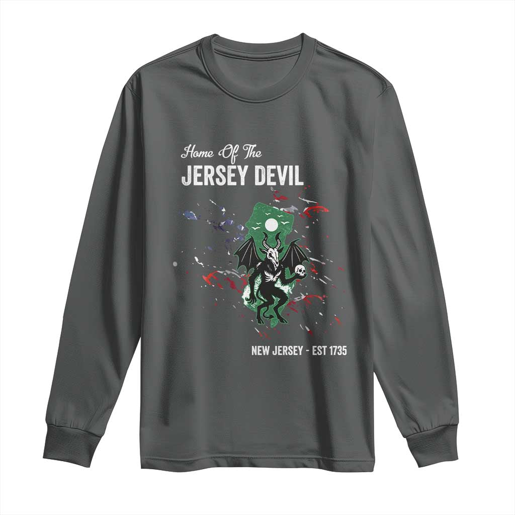 Jersey Devil Long Sleeve Shirt Home Of New Jersey Est 1735 Cryptid Gift TS12 Dark Heather Print Your Wear