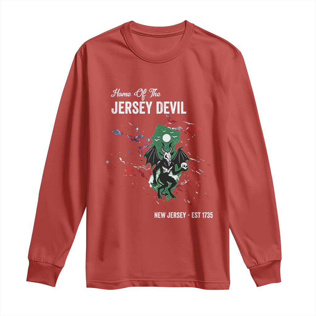 Jersey Devil Long Sleeve Shirt Home Of New Jersey Est 1735 Cryptid Gift TS12 Red Print Your Wear
