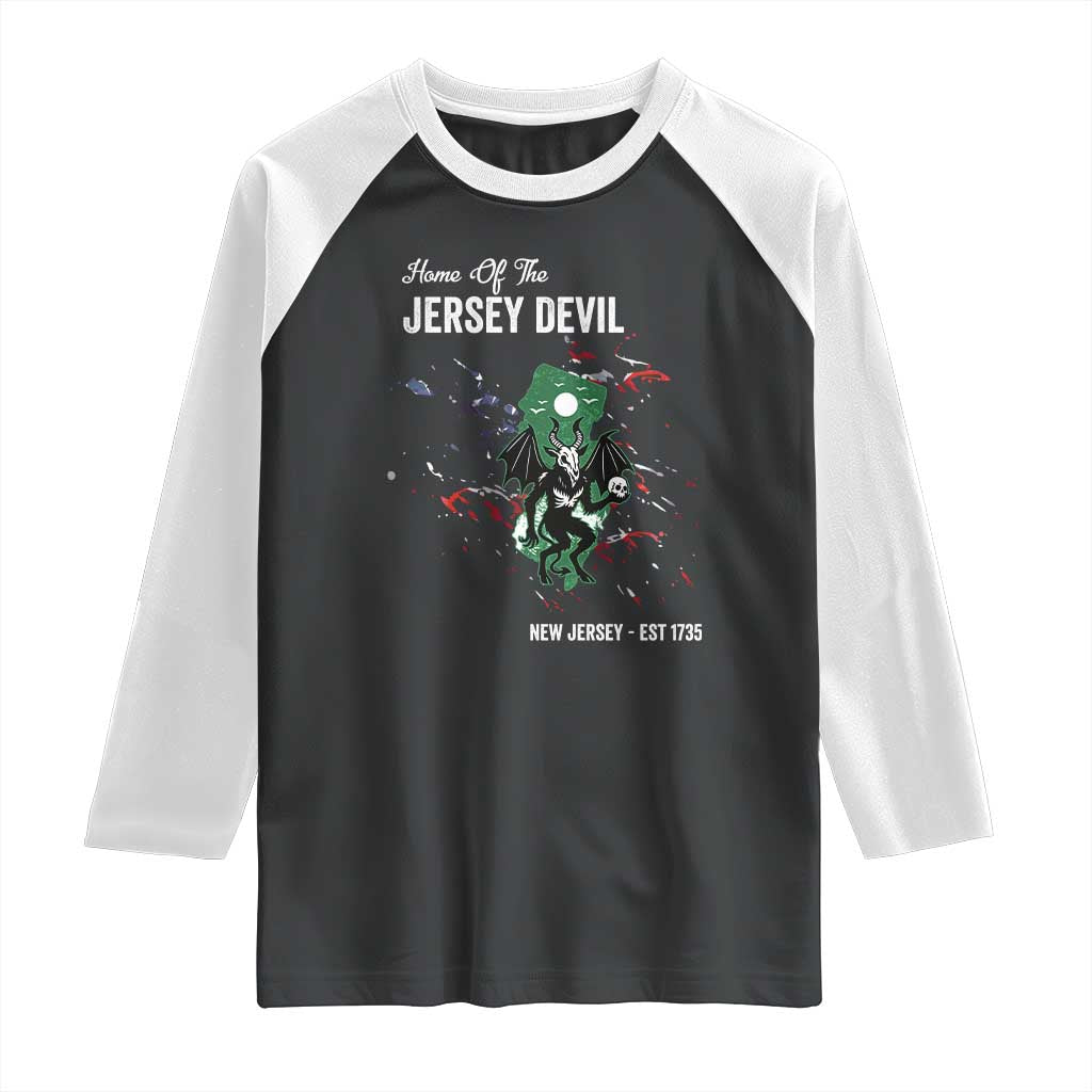 Jersey Devil Raglan Shirt Home Of New Jersey Est 1735 Cryptid Gift TS12 Black White Print Your Wear