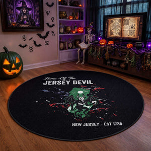 Jersey Devil Round Rug Home Of New Jersey Est 1735 Cryptid Gift