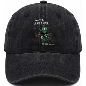 Jersey Devil Washed Cotton Baseball Cap Home Of New Jersey Est 1735 Cryptid Gift TS12 Washed Cap Universal Fit Black Print Your Wear