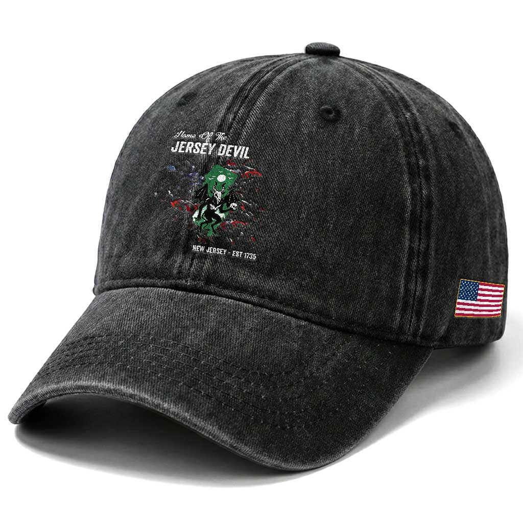 Jersey Devil Washed Cotton Baseball Cap Home Of New Jersey Est 1735 Cryptid Gift TS12 Print Your Wear
