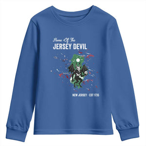 Jersey Devil Youth Sweatshirt Home Of New Jersey Est 1735 Cryptid Gift TS12 Royal Blue Print Your Wear
