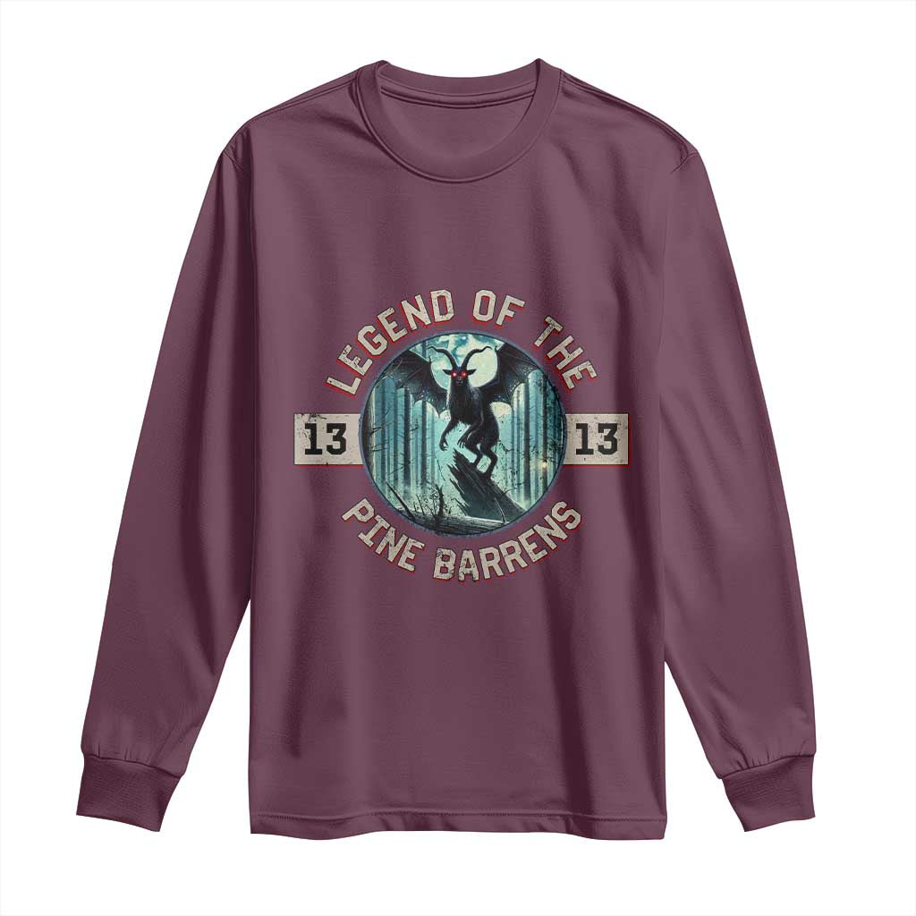 Jersey Devil Long Sleeve Shirt Cryptid Gift Legend Of The Pine Barrens TS12 Maroon Print Your Wear