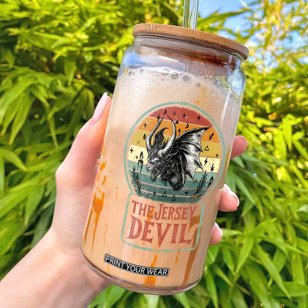 The Jersey Devil Glass Can Retro Vintage New Jersey Cryptid TS12 Black Print Your Wear