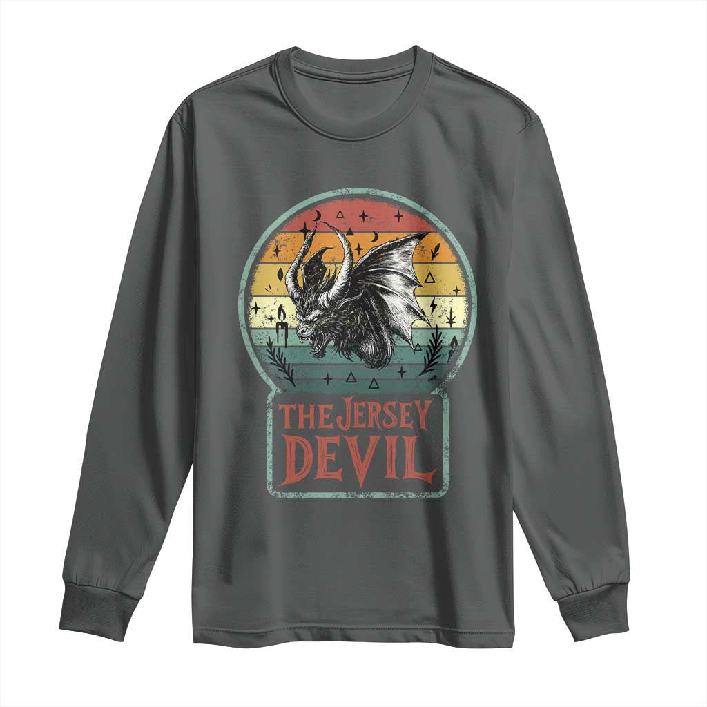 The Jersey Devil Long Sleeve Shirt Retro Vintage New Jersey Cryptid TS12 Dark Heather Print Your Wear