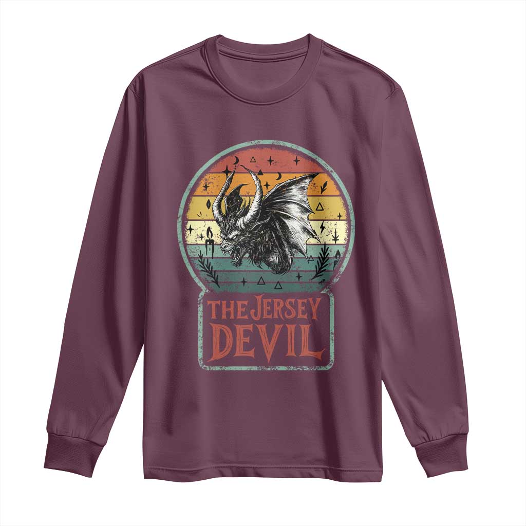 The Jersey Devil Long Sleeve Shirt Retro Vintage New Jersey Cryptid TS12 Maroon Print Your Wear