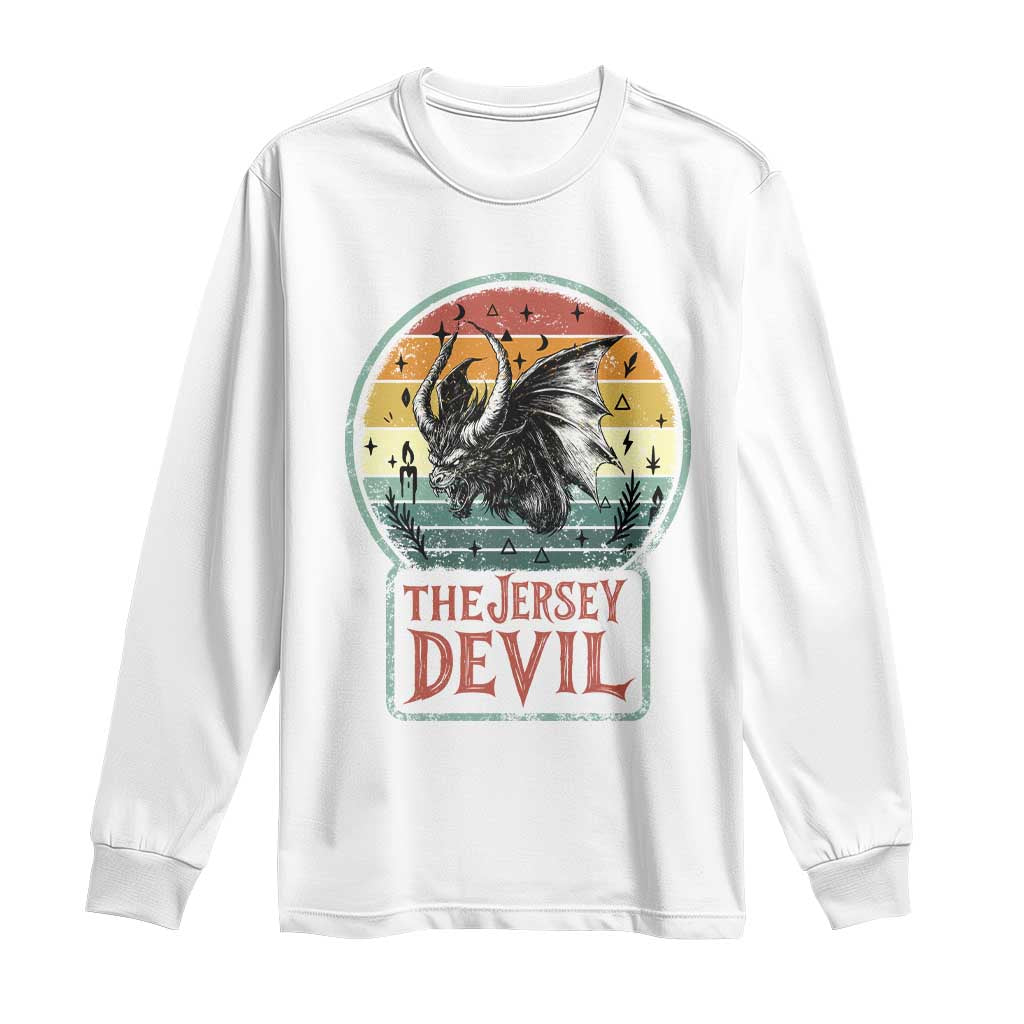 The Jersey Devil Long Sleeve Shirt Retro Vintage New Jersey Cryptid TS12 White Print Your Wear
