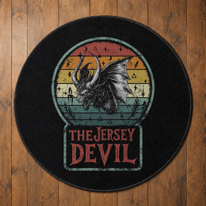 The Jersey Devil Round Rug Retro Vintage New Jersey Cryptid
