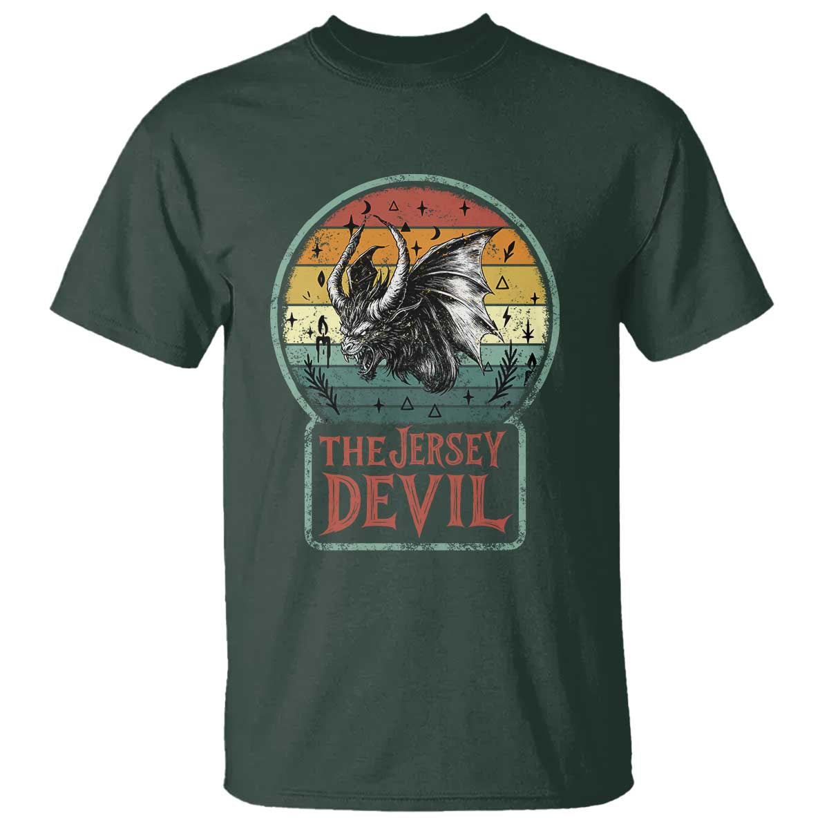 The Jersey Devil T Shirt Retro Vintage New Jersey Cryptid TS12 Dark Forest Green Print Your Wear