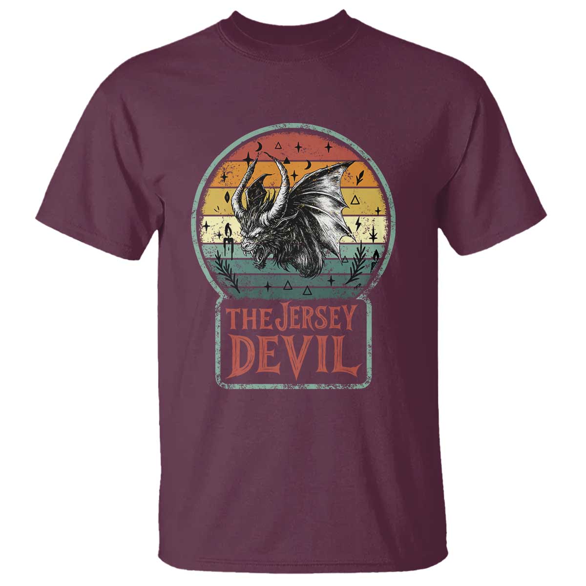 The Jersey Devil T Shirt Retro Vintage New Jersey Cryptid TS12 Maroon Print Your Wear