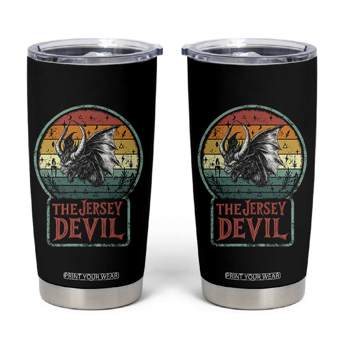 The Jersey Devil Tumbler Cup Retro Vintage New Jersey Cryptid TS12 Black Print Your Wear