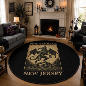 Jersey Devil Round Rug Gothic Horror Gift Pine Barrens New Jersey