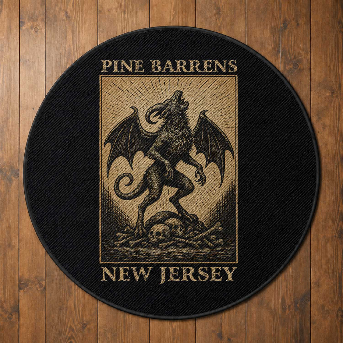 Jersey Devil Round Rug Gothic Horror Gift Pine Barrens New Jersey