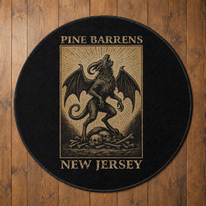 Jersey Devil Round Rug Gothic Horror Gift Pine Barrens New Jersey