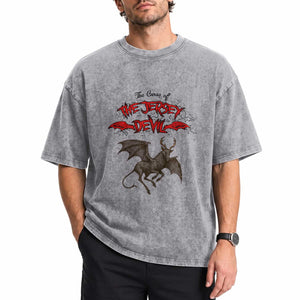 Jersey Devil Washed Cotton T-Shirt The Curse Of The Cryptid Gothic Horror Gift