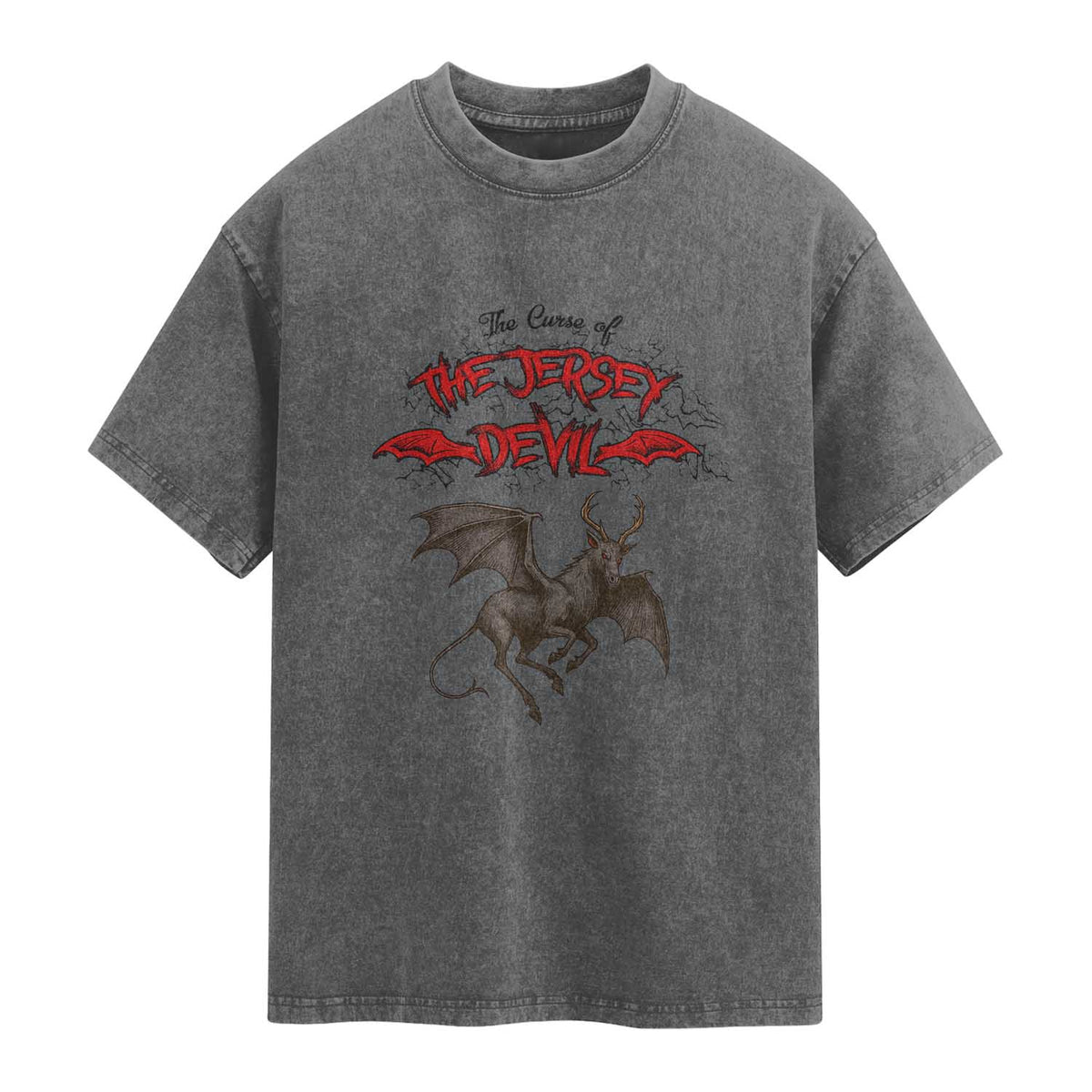 Jersey Devil Washed Cotton T-Shirt The Curse Of The Cryptid Gothic Horror Gift