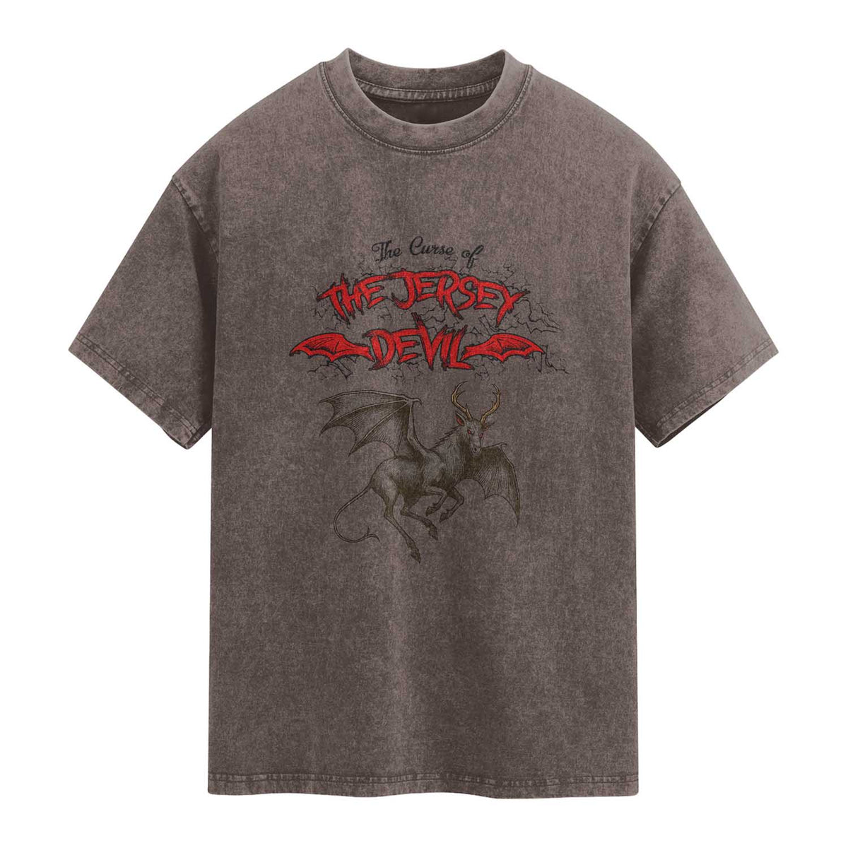 Jersey Devil Washed Cotton T-Shirt The Curse Of The Cryptid Gothic Horror Gift