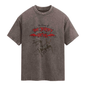 Jersey Devil Washed Cotton T-Shirt The Curse Of The Cryptid Gothic Horror Gift